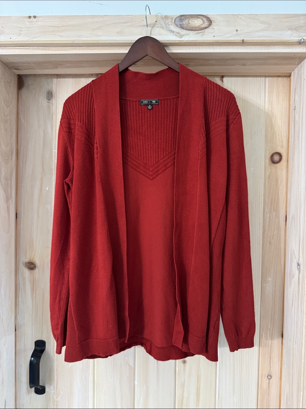Lety & Me Open-Front Rust Cardigan Sweater - M